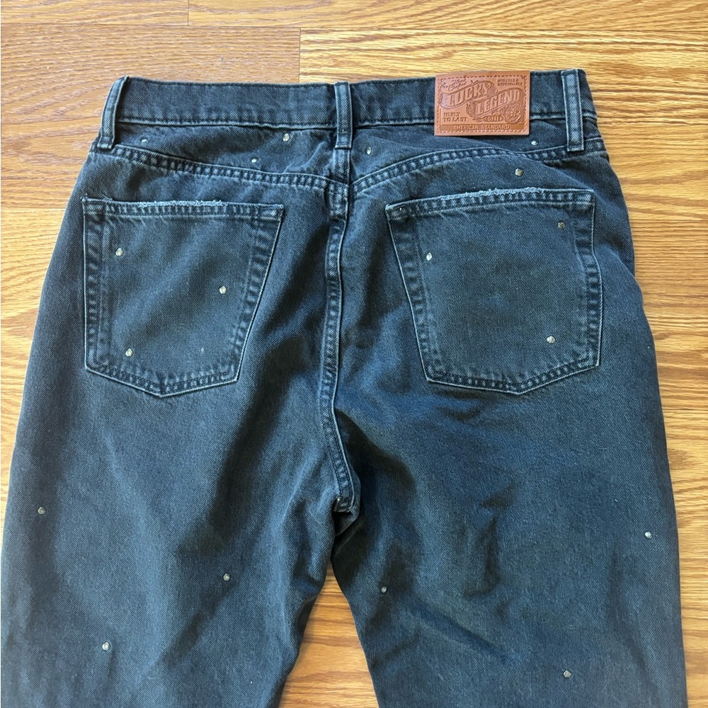 Lucky Brand 90s Loose Fit High Rise Straight Black Studded Jeans Size 8 or 29 - Picture 8 of 12